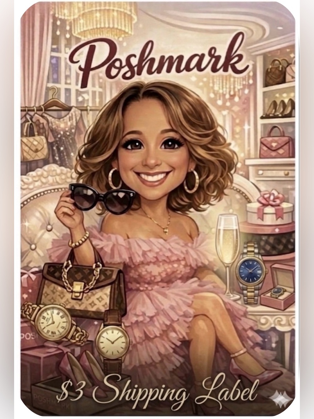 Women's Illustrated Accessory Print - Pink